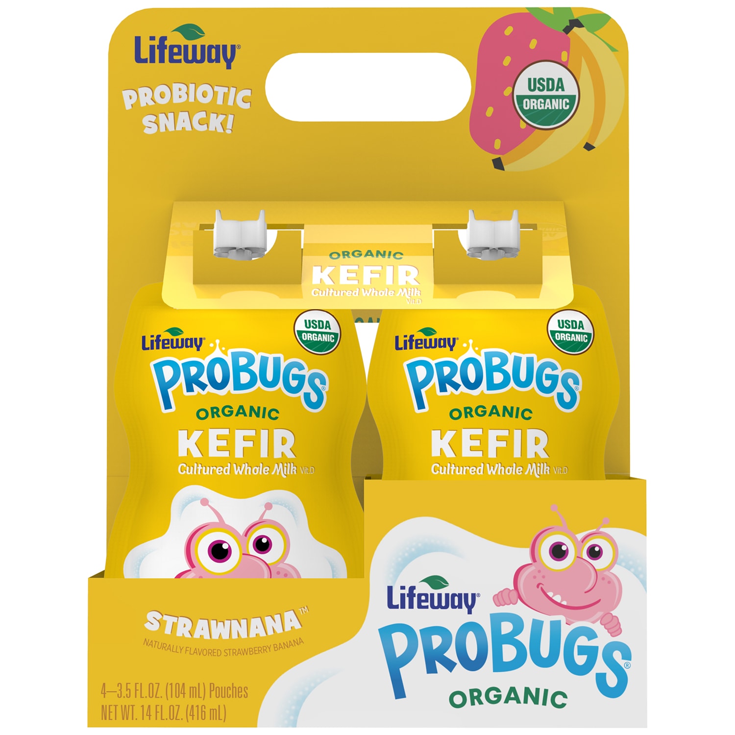 Lifeway ProBugs Organic Whole Milk Kefir, Strawnana