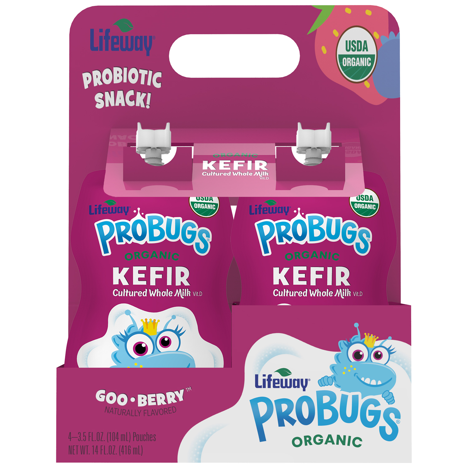 Lifeway ProBugs Organic Whole Milk Kefir, Goo-Berry