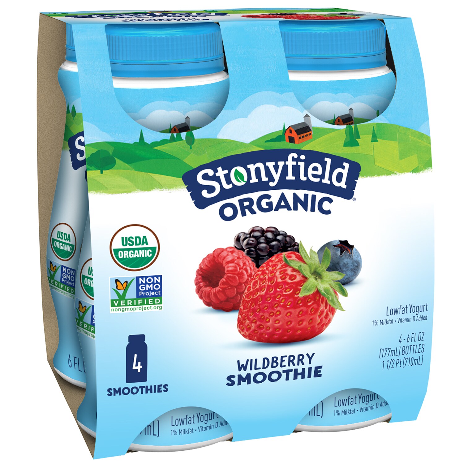 Order Stonyfield Organic Lowfat Yogurt Smoothies, Wild Berry Fast