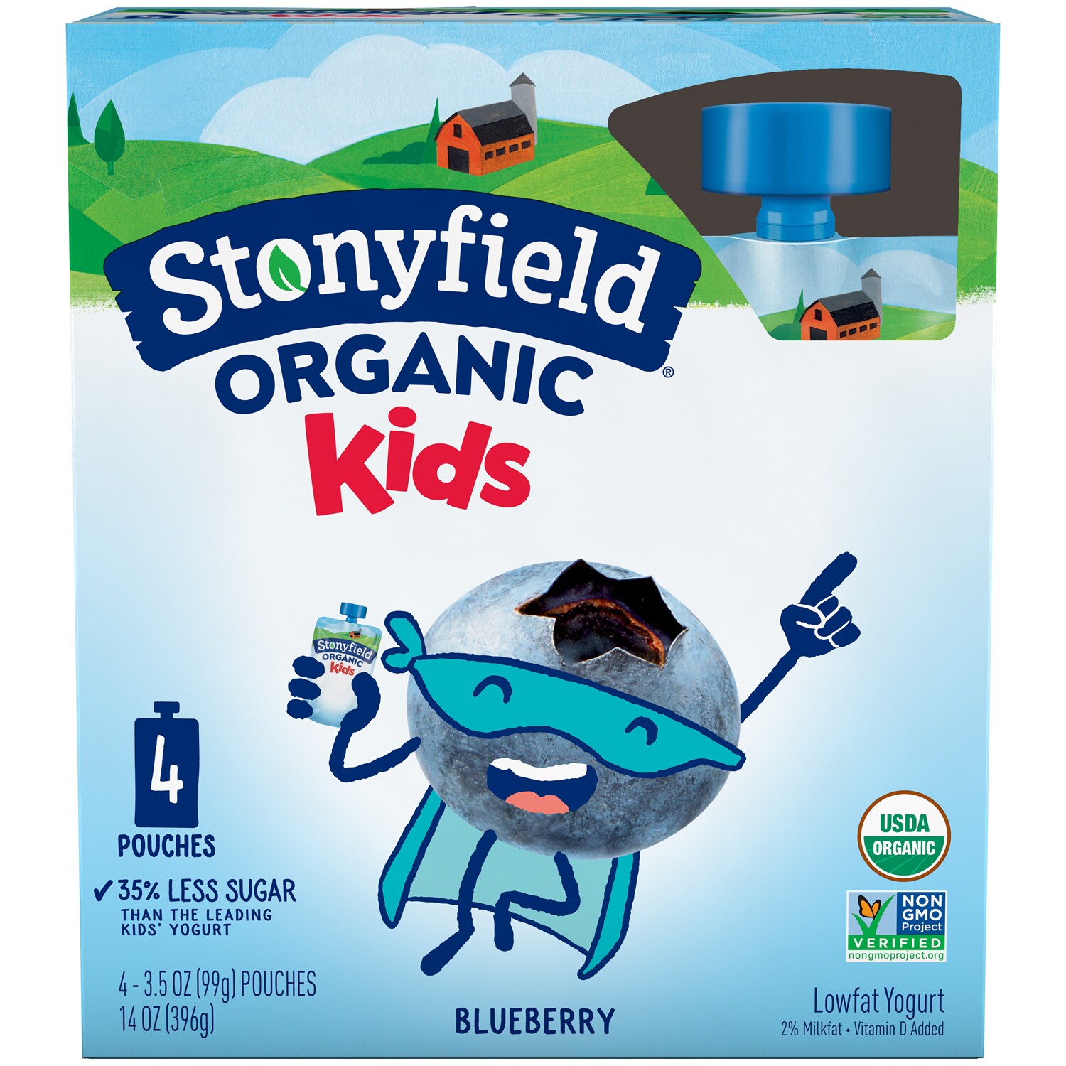 Order Stonyfield Organic Kids Lowfat Yogurt Pouches, Blueberry Fast