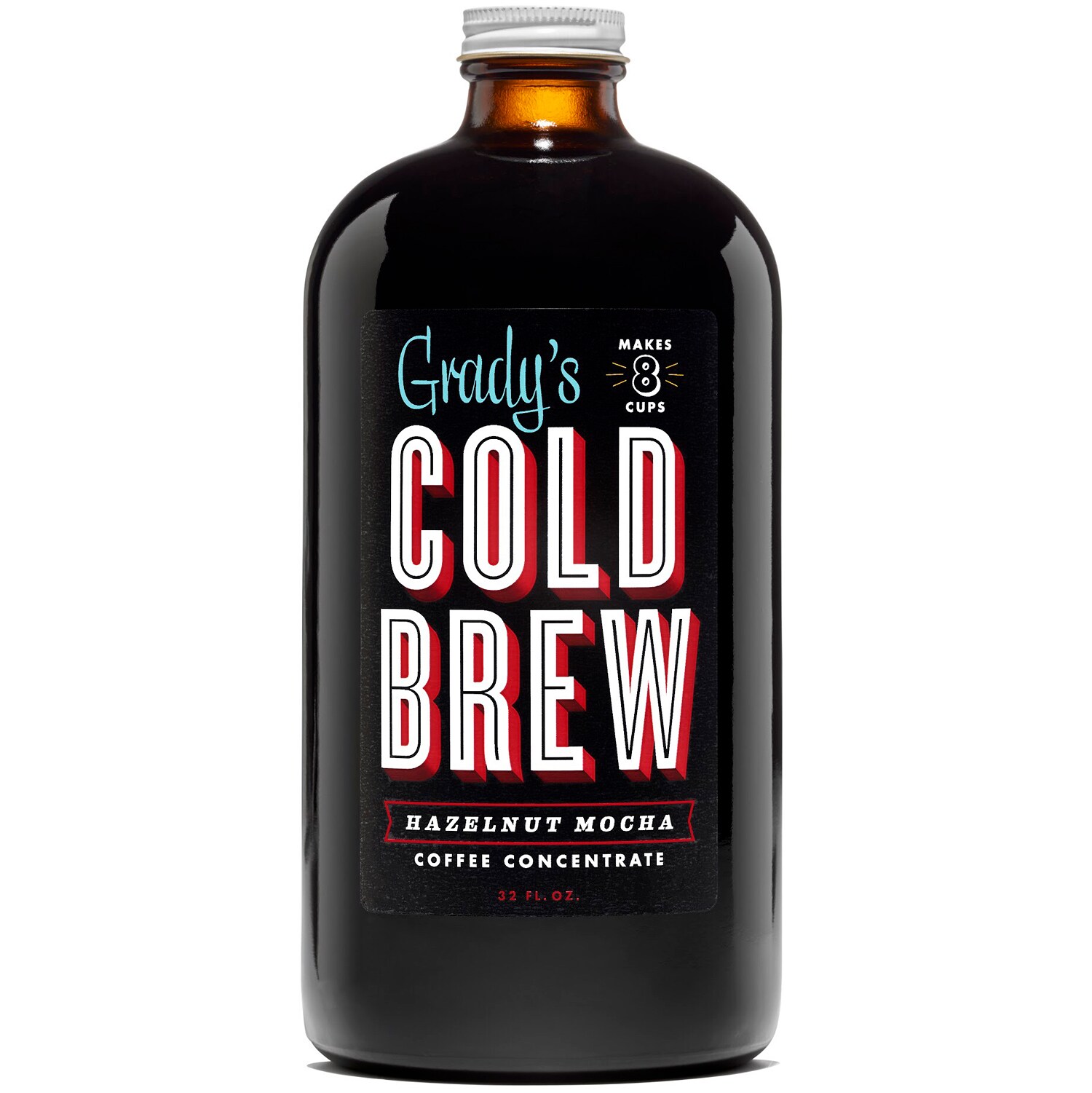 Grady's Cold Brew Coffee Concentrate, Hazelnut Mocha, Glass Bottle