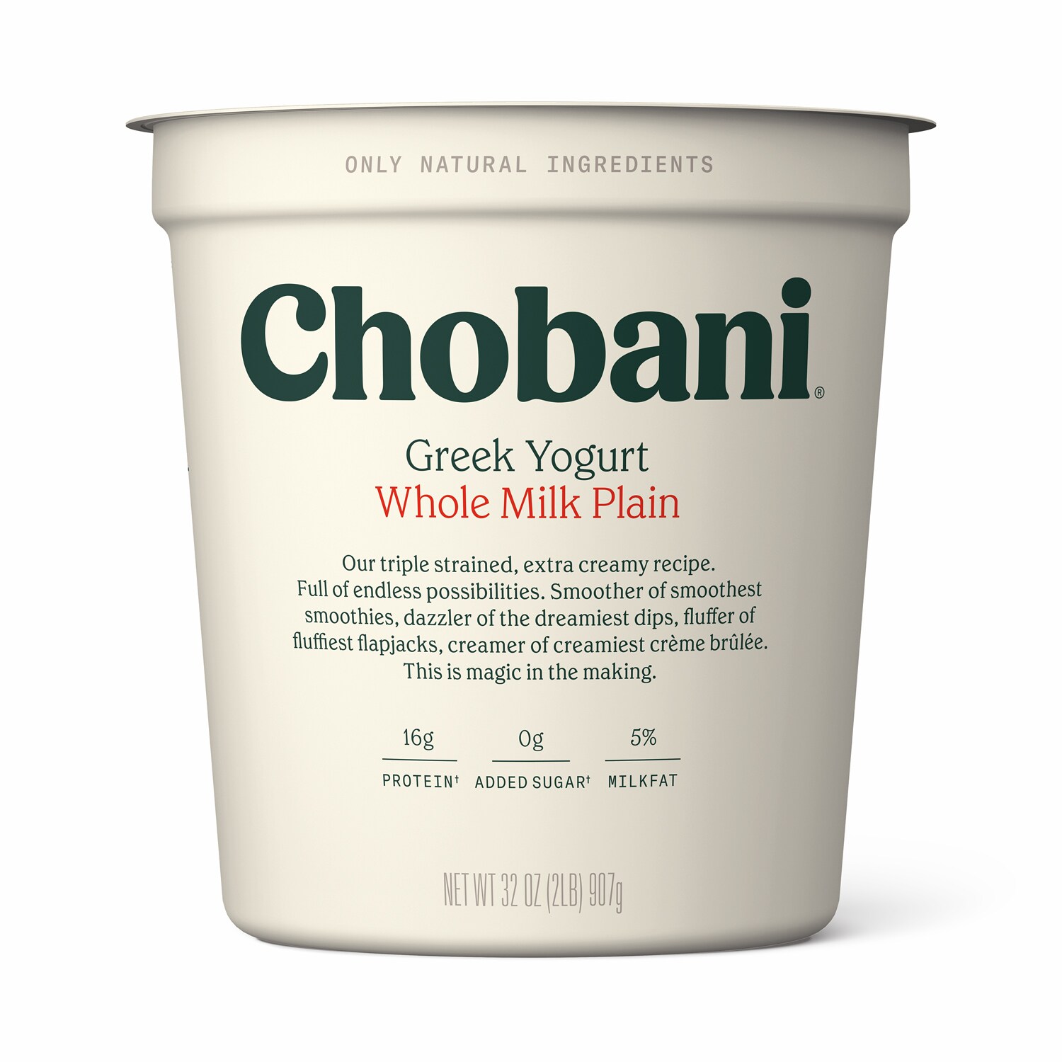 Chobani Whole Milk Greek Yogurt, Plain