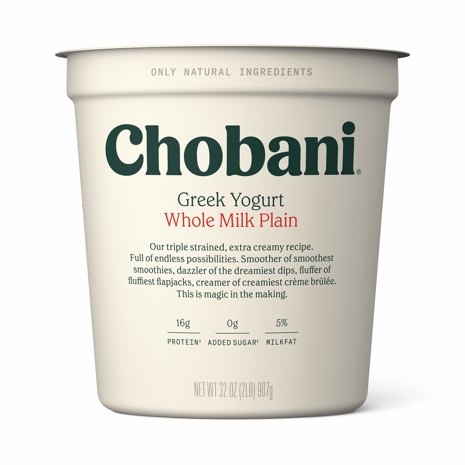 Chobani Whole Milk Greek Yogurt, Plain