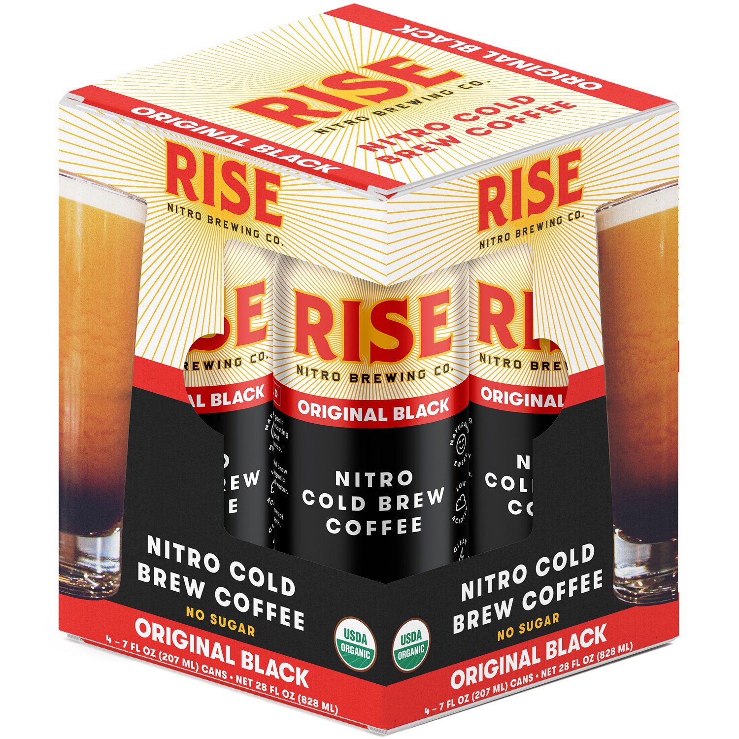 RISE Brewing Co. Nitro Cold Brew Coffee, Original Black, Cans