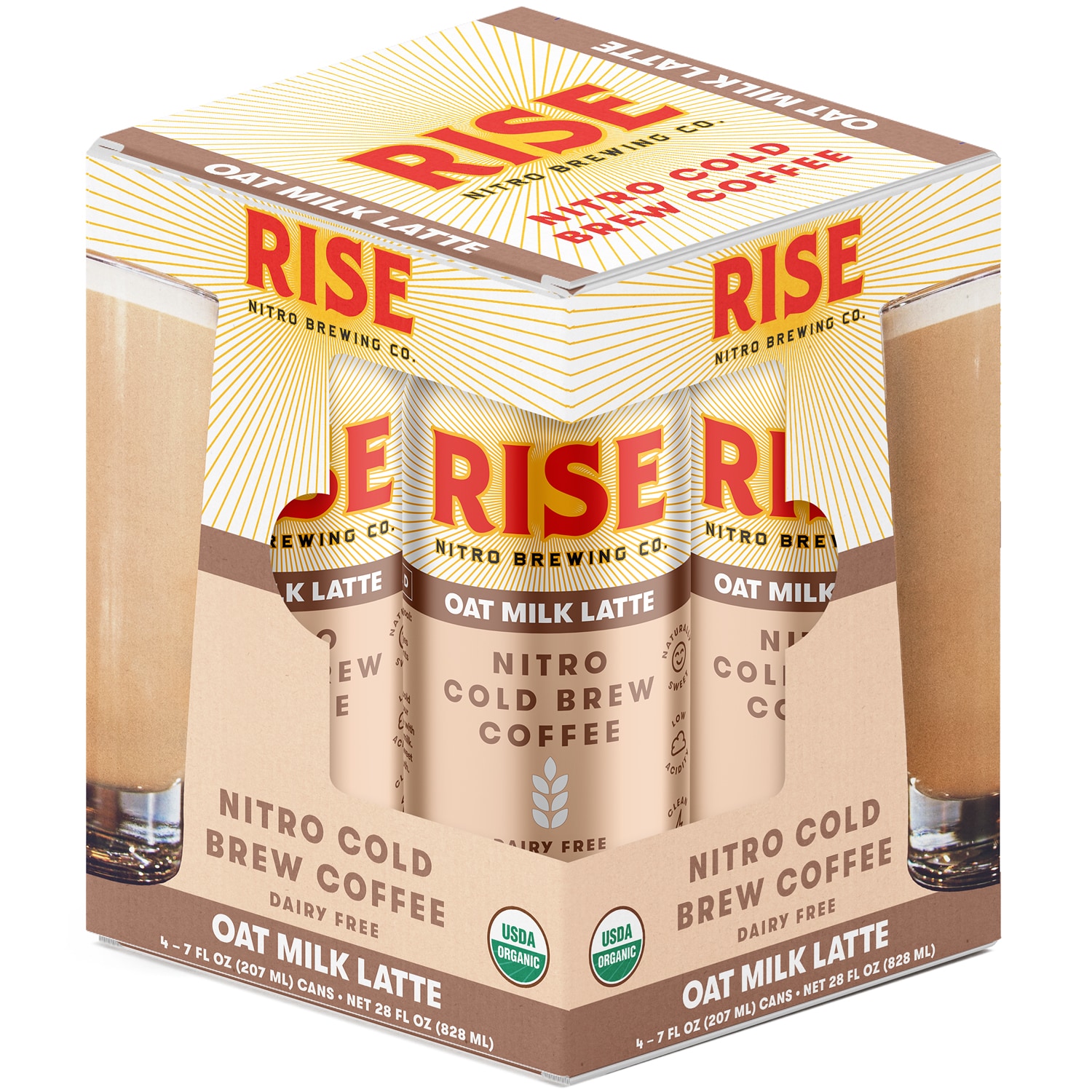 RISE Brewing Co. Nitro Cold Brew Coffee, Oat Milk Latte, Cans