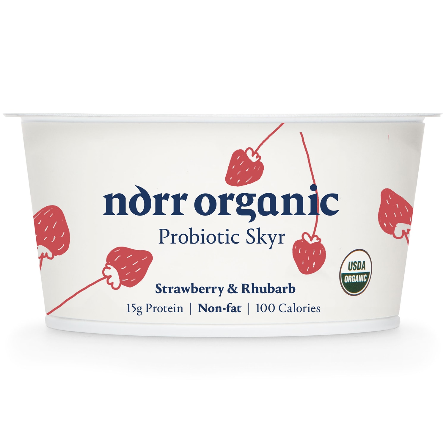 Norr Organic Probiotic Non-Fat Skyr, Strawberry & Rhubarb
