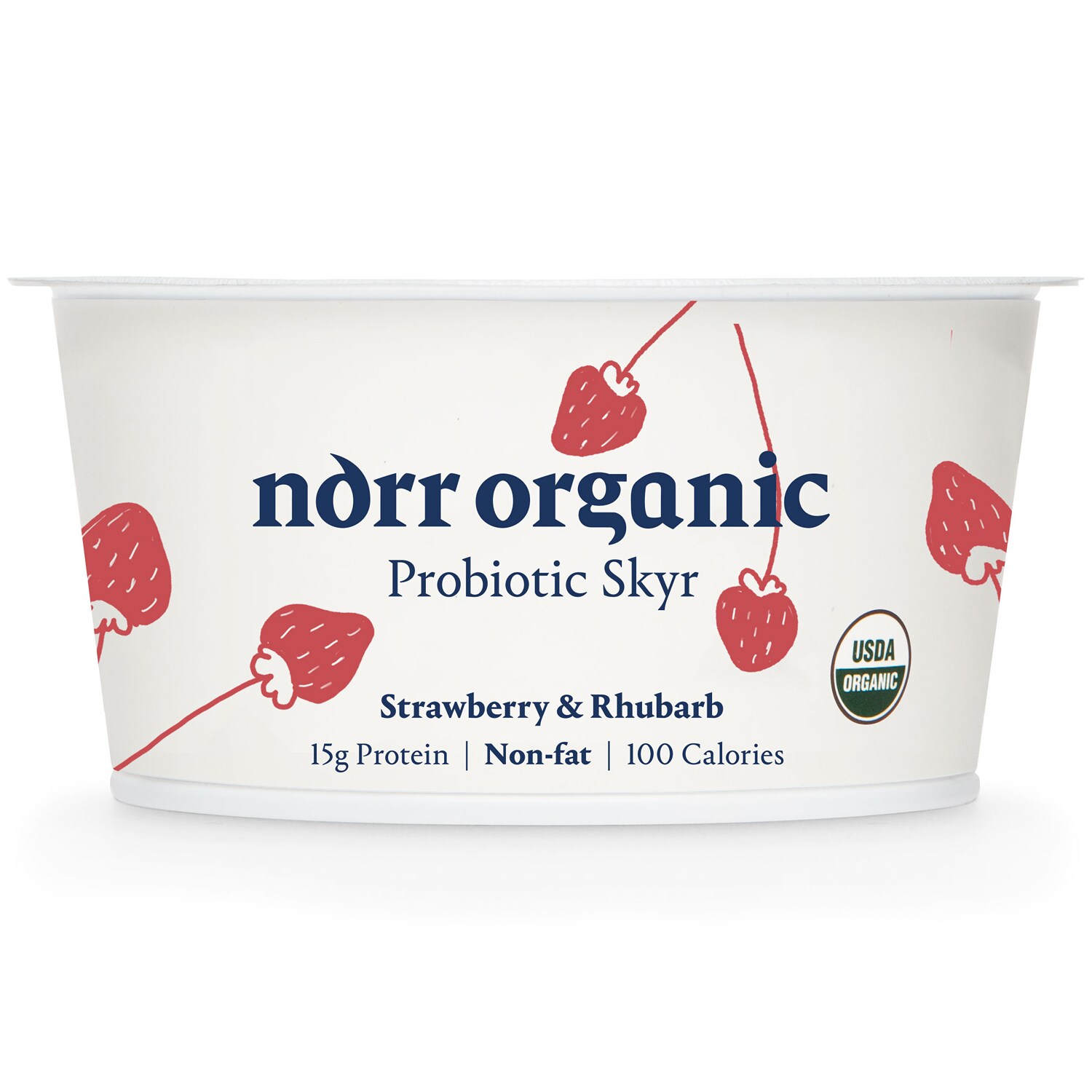 Norr Organic Probiotic Non-Fat Skyr, Strawberry & Rhubarb