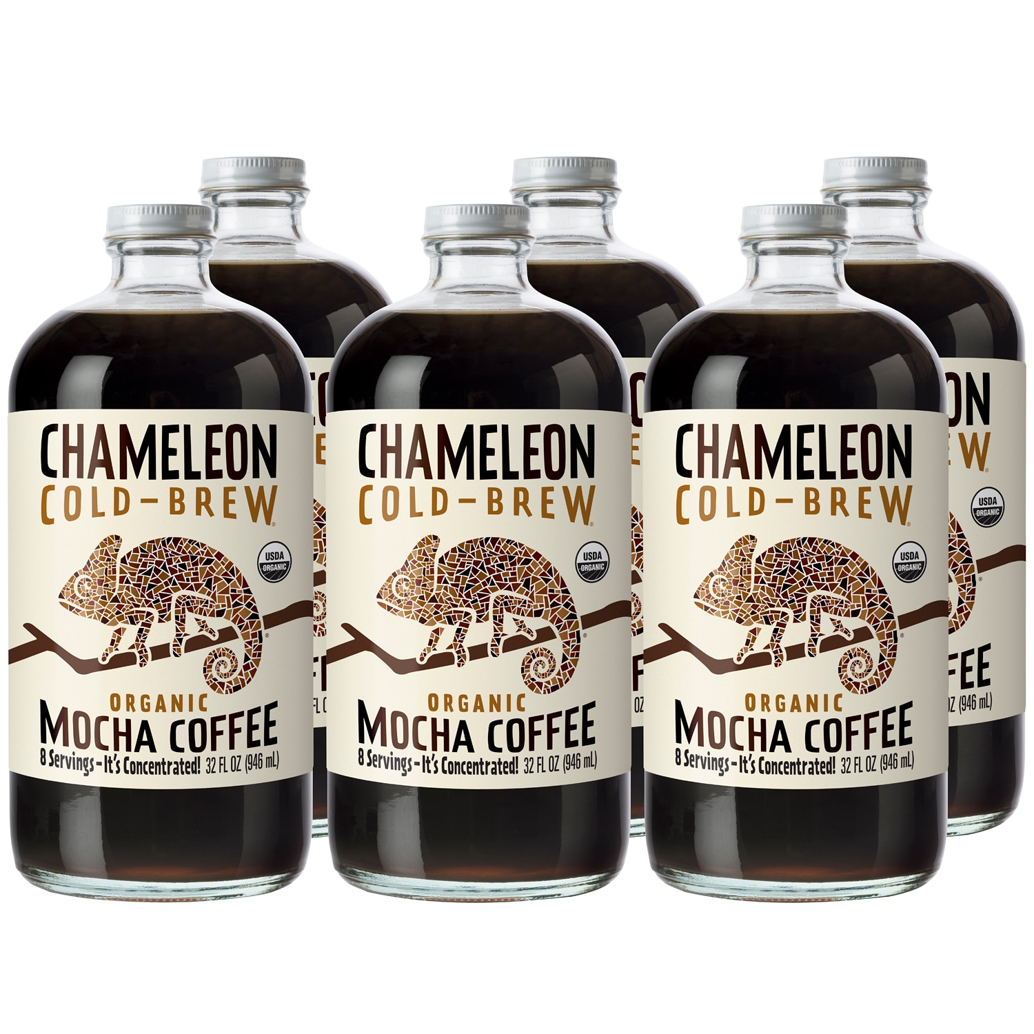 Chameleon Cold-Brew Organic Coffee Concentrate, Mocha, Glass Bottles