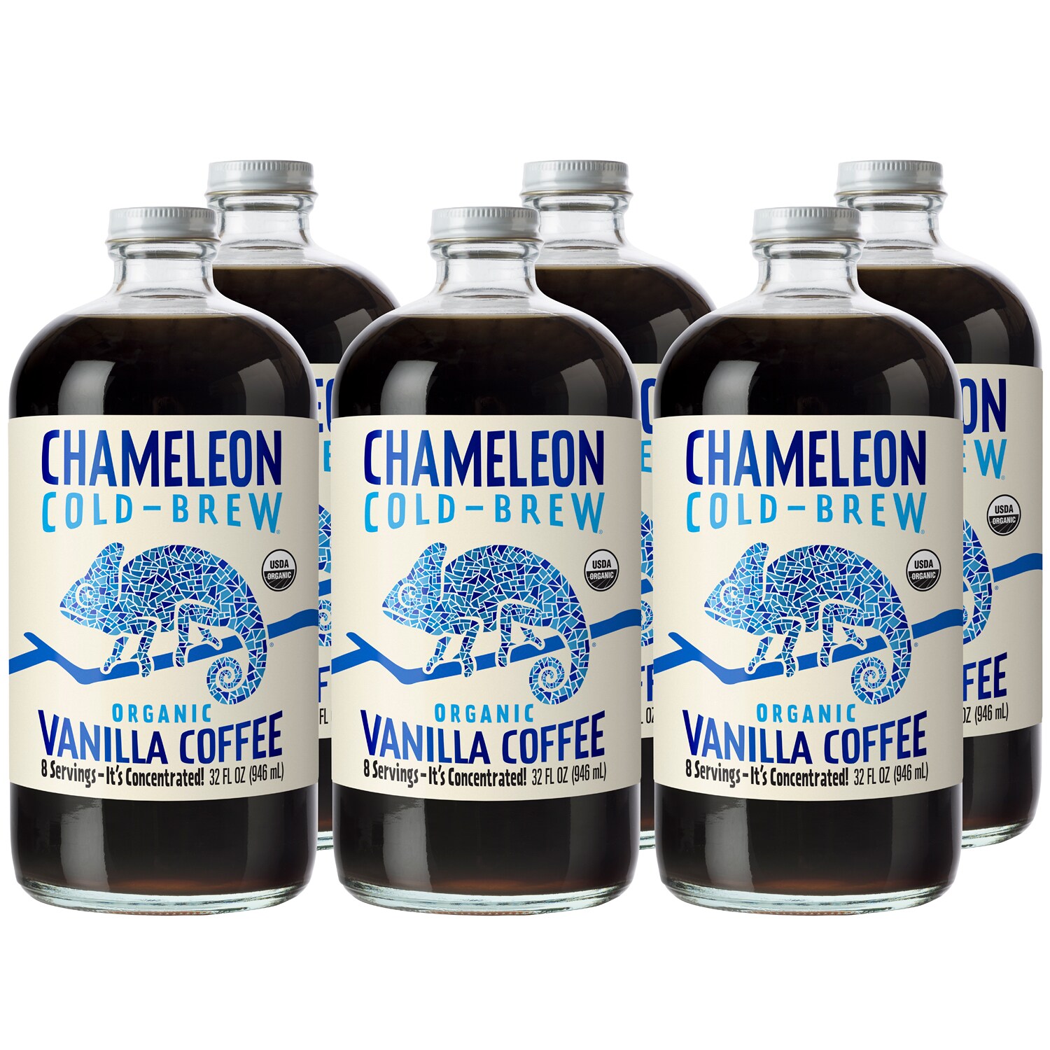 Chameleon Cold-Brew Organic Coffee Concentrate, Vanilla, Glass Bottles