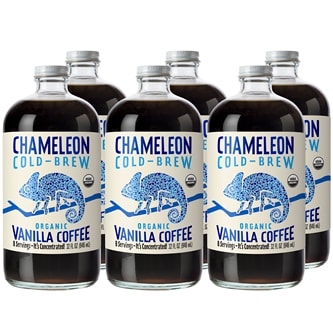 Chameleon Cold-Brew Organic Coffee Concentrate, Vanilla, Glass Bottles