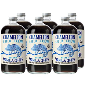 Chameleon Cold-Brew Organic Coffee Concentrate, Vanilla, Glass Bottles