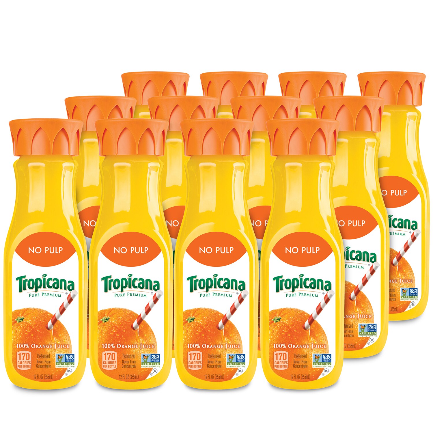 Tropicana Pure Premium Orange Juice, No Pulp, Plastic Bottles
