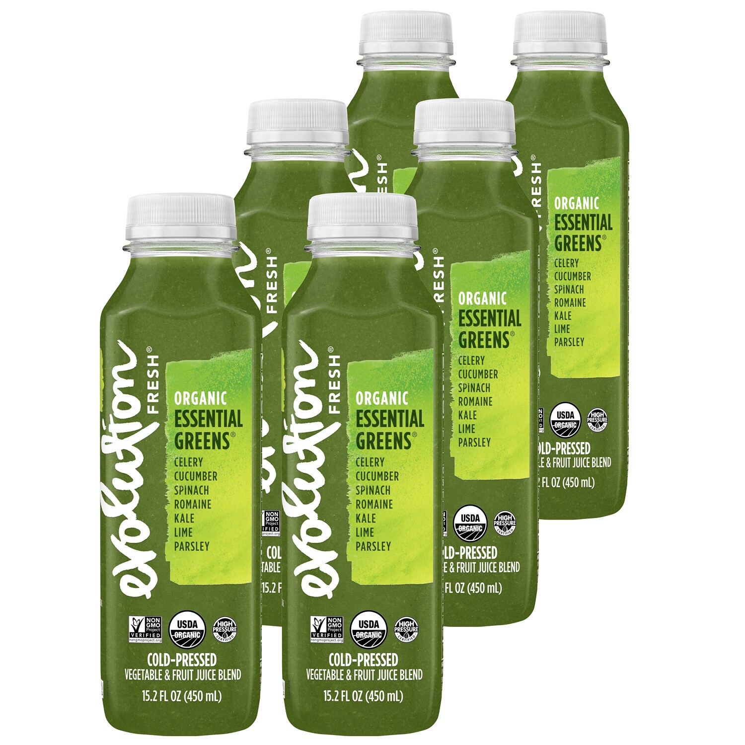 Evolution Fresh Cold-Pressed Organic Essential Greens with Lime Juice Blend, Plastic Bottles