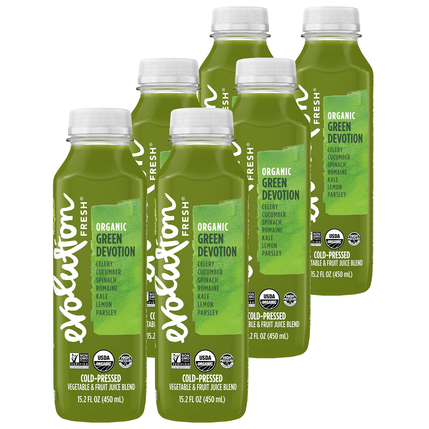 Evolution Fresh Cold-Pressed Organic Blend, Green Devotion, Plastic Bottles