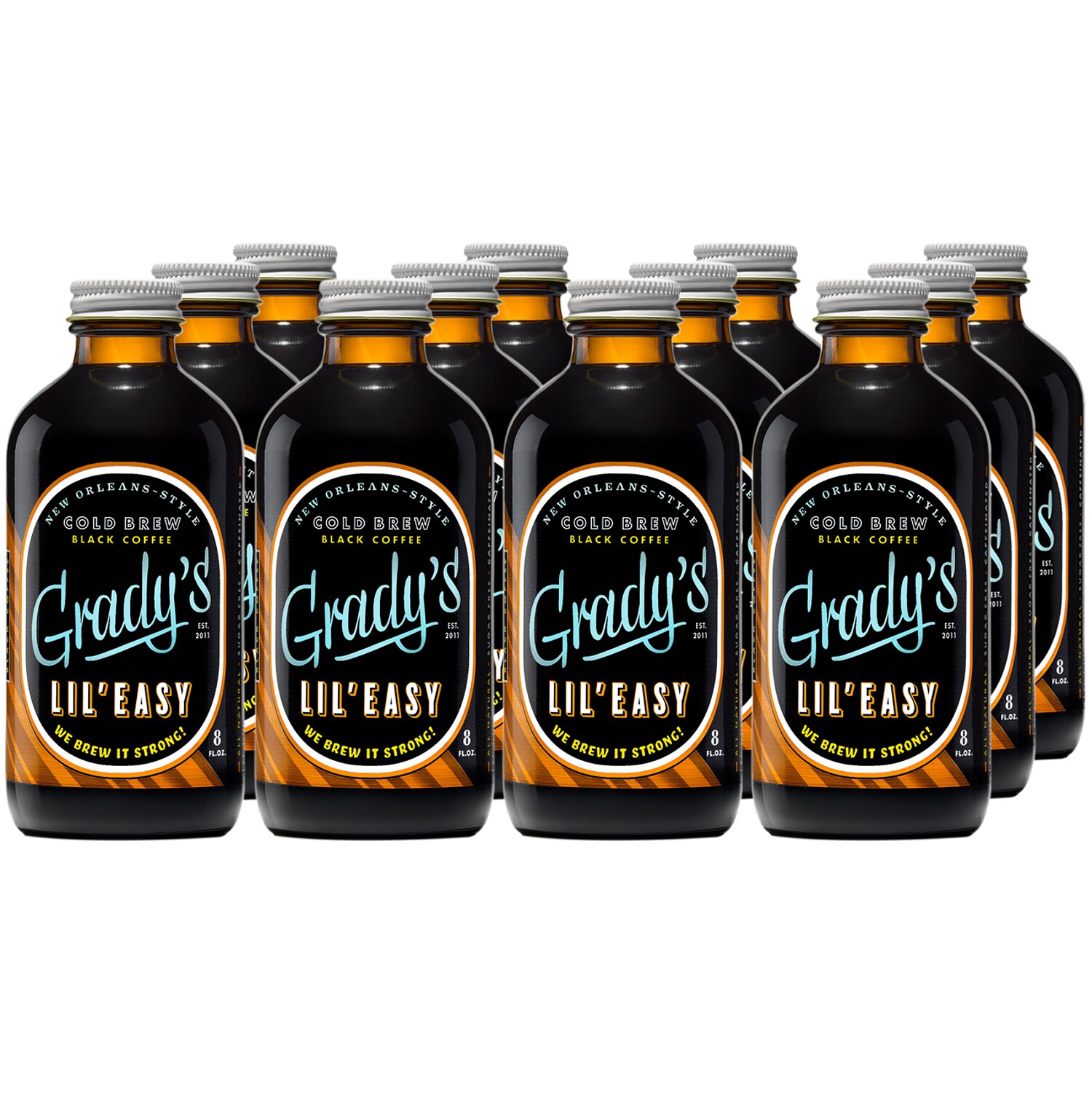 Grady's Lil' Easy Ready-to-Drink Black Coffee, Glass Bottles