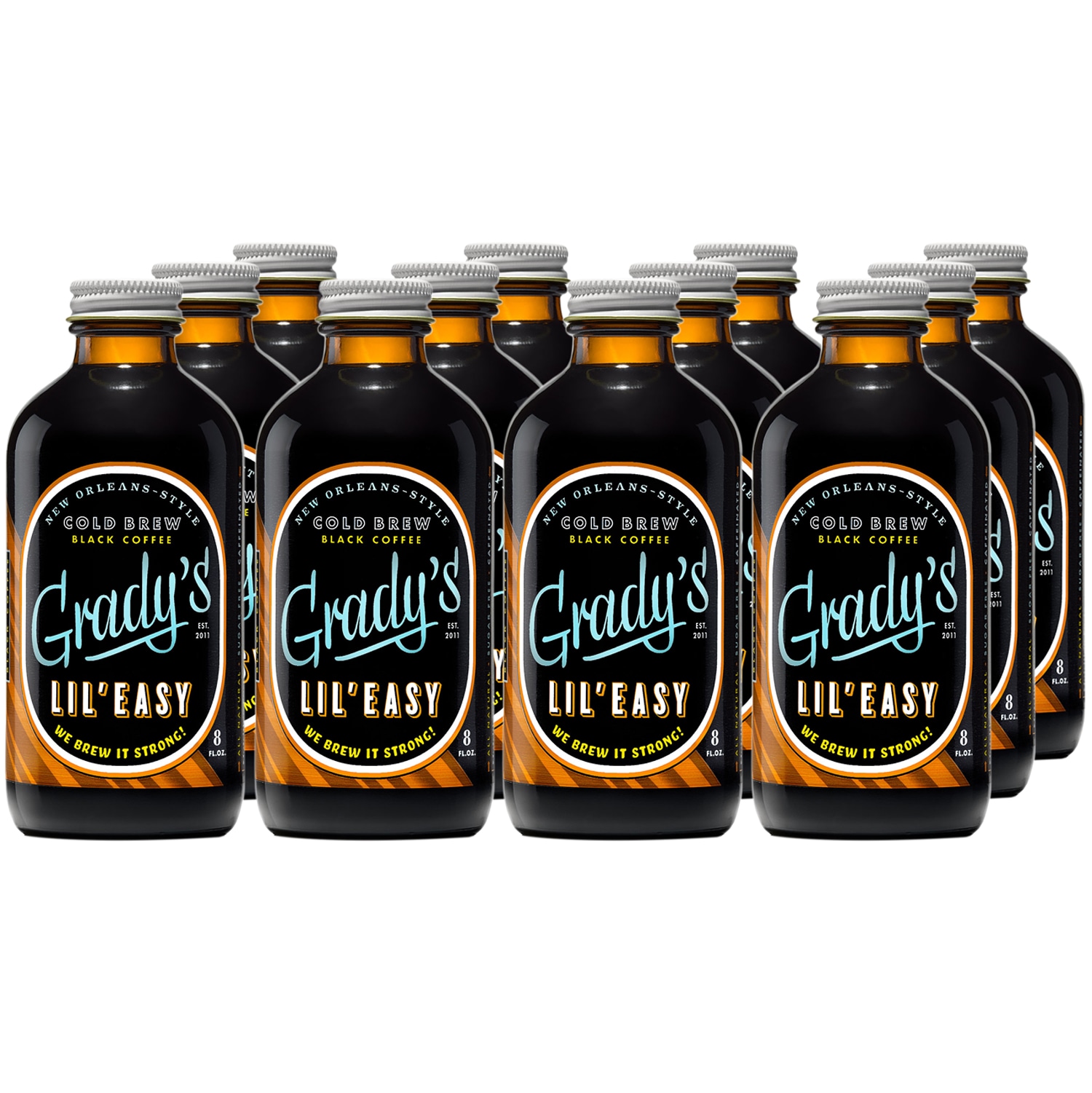 Grady's Lil' Easy Ready-to-Drink Black Coffee, Glass Bottles