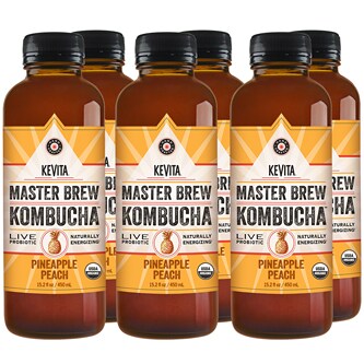 KeVita Master Brew Kombucha, Pineapple Peach, Glass Bottles