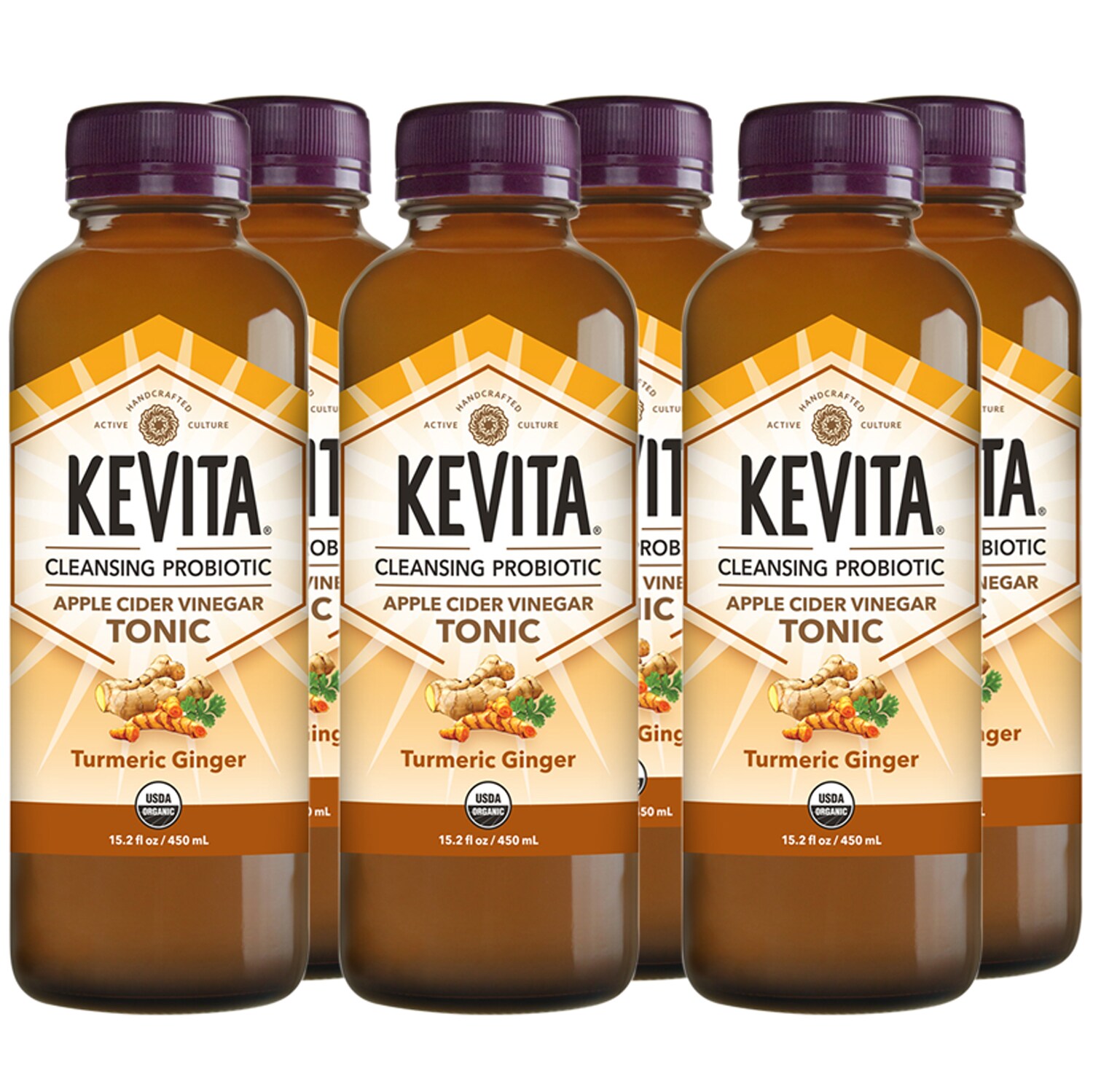 KeVita Cleansing Probiotic Apple Cider Vinegar Tonic, Turmeric Ginger, Glass Bottles