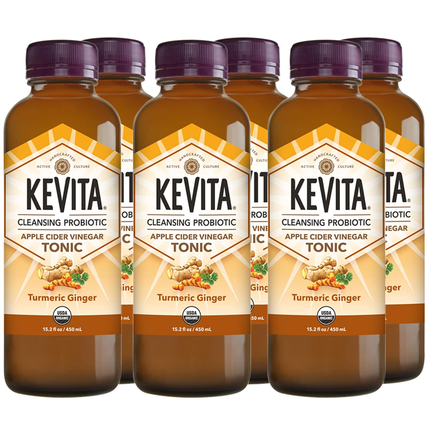 KeVita Cleansing Probiotic Apple Cider Vinegar Tonic, Turmeric Ginger, Glass Bottles