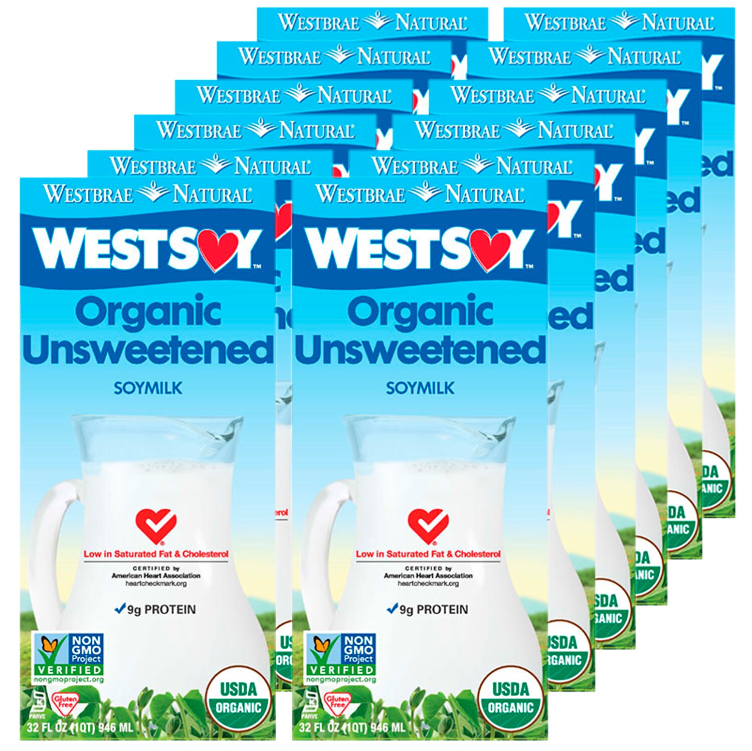 WestSoy Organic Unsweetened Non-Dairy Soymilk, Cartons