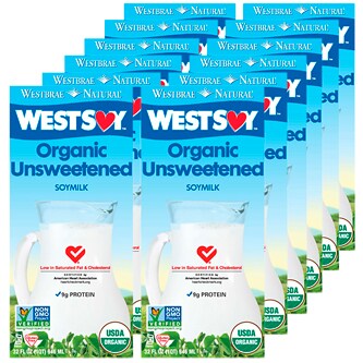 WestSoy Organic Unsweetened Non-Dairy Soymilk, Cartons