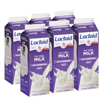 Lactaid 100% Lactose-Free Fat Free Milk, Cartons
