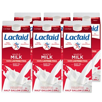 Lactaid 100% Lactose-Free Whole Milk, Cartons