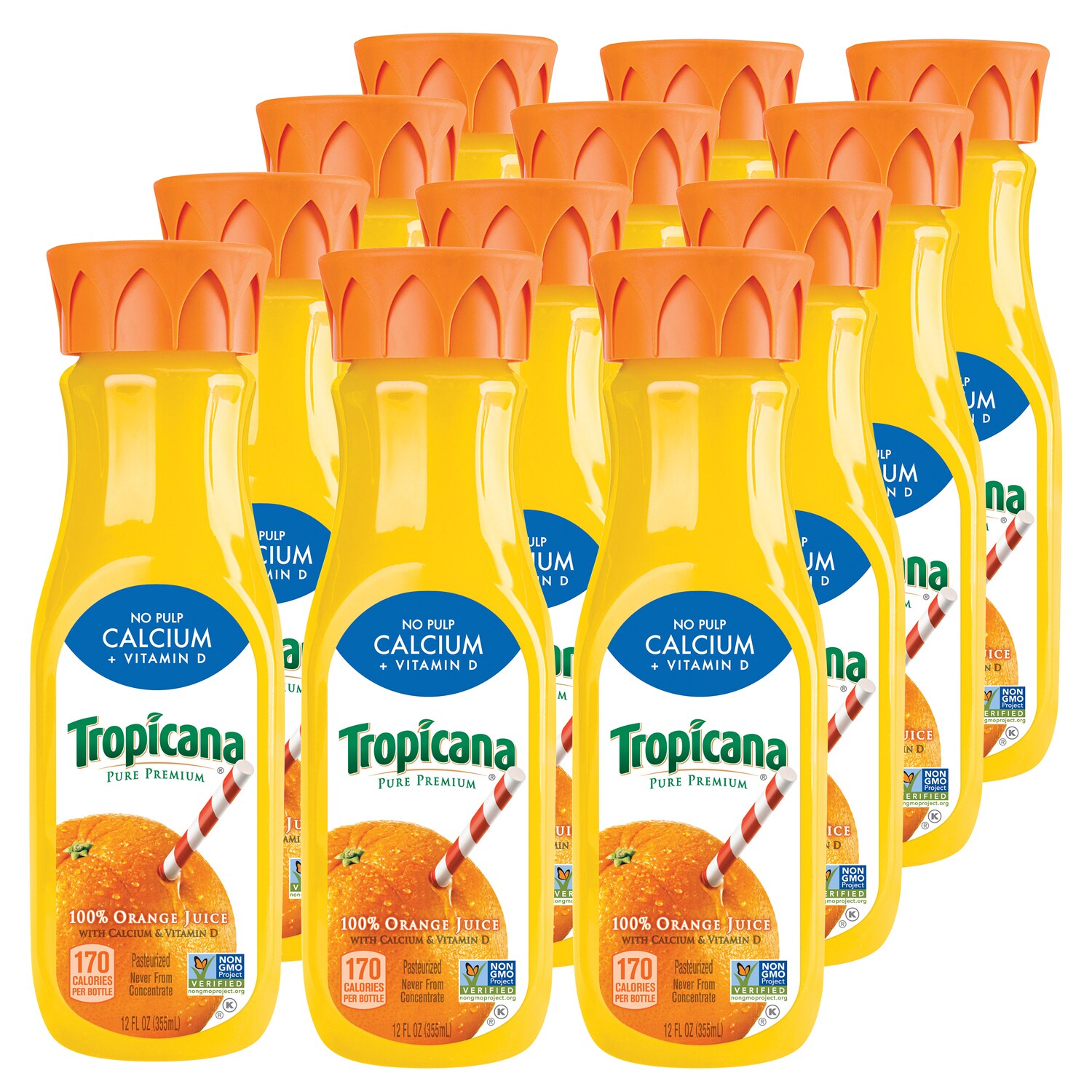 Tropicana Pure Premium Orange Juice with Calcium and Vitamin D, Plastic Bottles