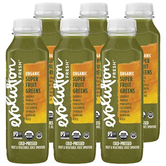 Evolution Fresh Cold-Pressed Juice Smoothie, Organic Super Fruit Greens, Plastic Bottles