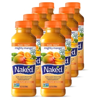 Naked Juice 100% Juice Fruit Smoothie, Mighty Mango, Plastic Bottles