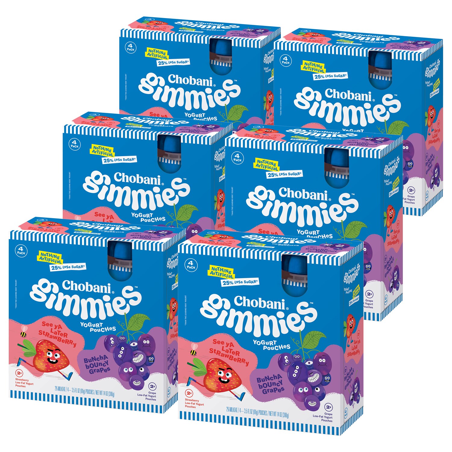 Chobani Gimmies Yogurt Pouches, Strawberry and Grape