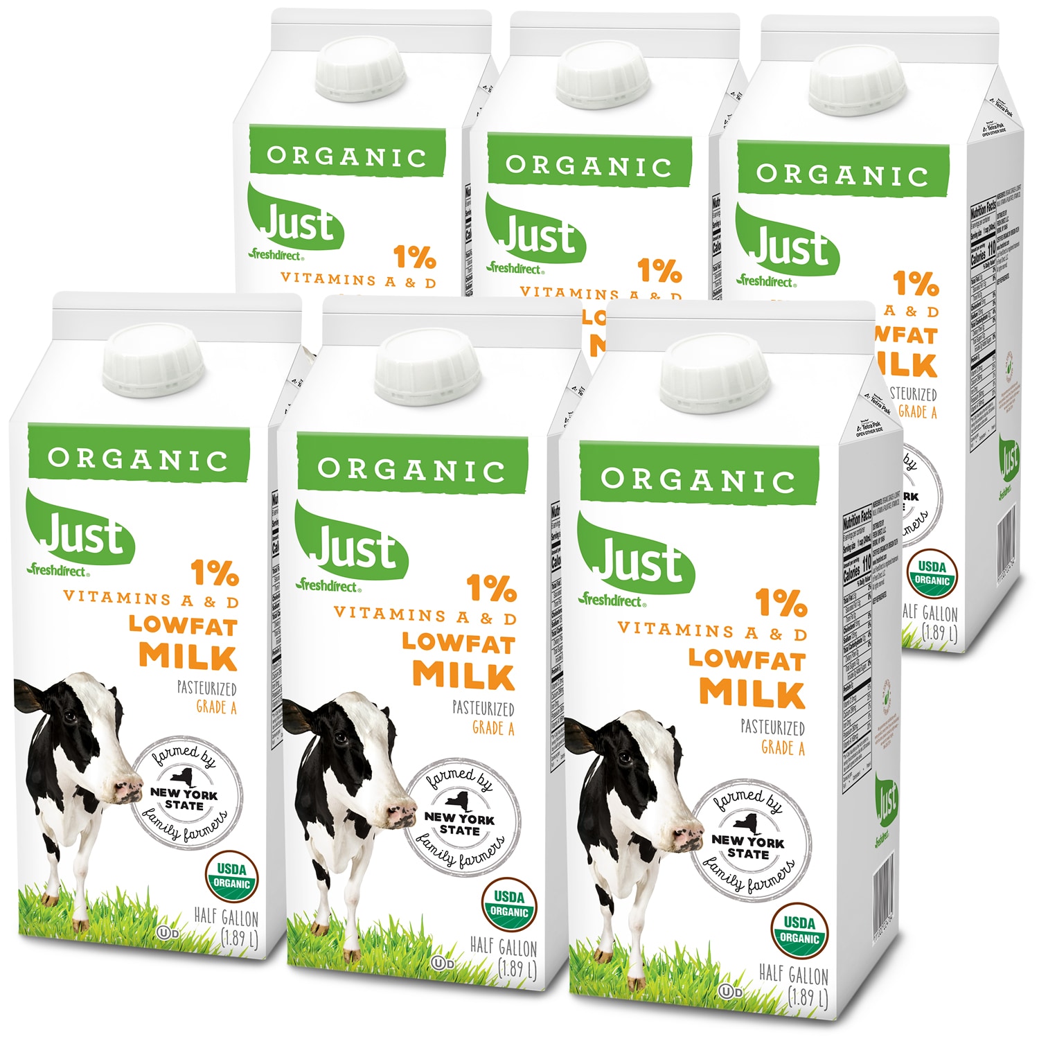 Just FreshDirect Organic 1% Lowfat Milk, Cartons