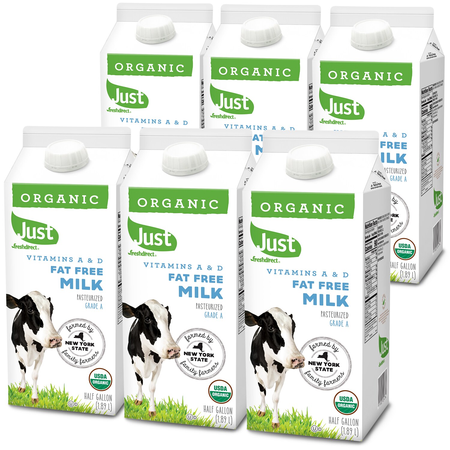 Just FreshDirect Organic Fat Free Milk, Cartons