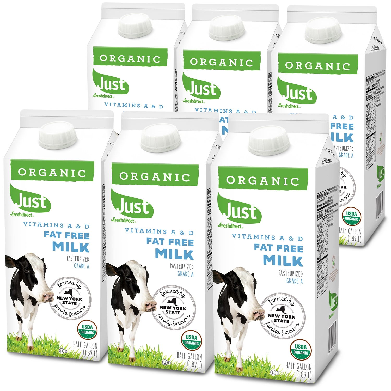 Just FreshDirect Organic Fat Free Milk, Cartons