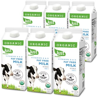 Just FreshDirect Organic Fat Free Milk, Cartons