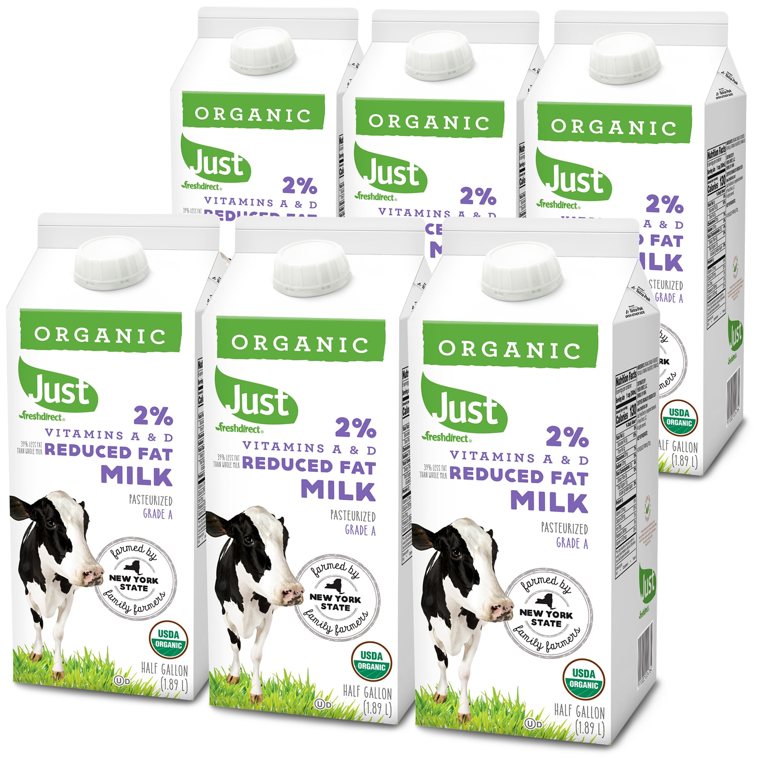 Just FreshDirect Organic 2% Reduced Fat Milk, Cartons