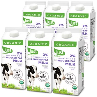Just FreshDirect Organic 2% Reduced Fat Milk, Cartons