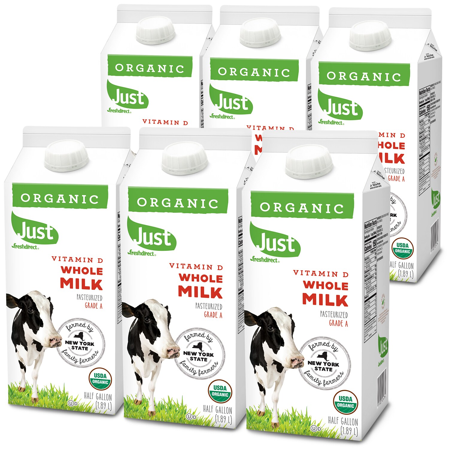 Just FreshDirect Organic Whole Milk, Cartons