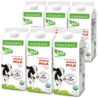 Just FreshDirect Organic Whole Milk, Cartons