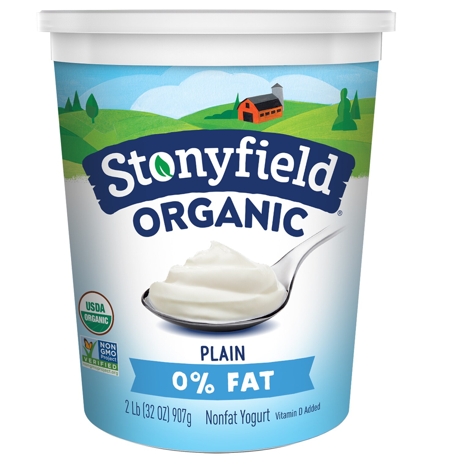 Stonyfield Organic Smooth and Creamy 0% Fat Yogurt, Plain