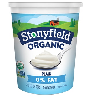 Stonyfield Organic Smooth and Creamy 0% Fat Yogurt, Plain