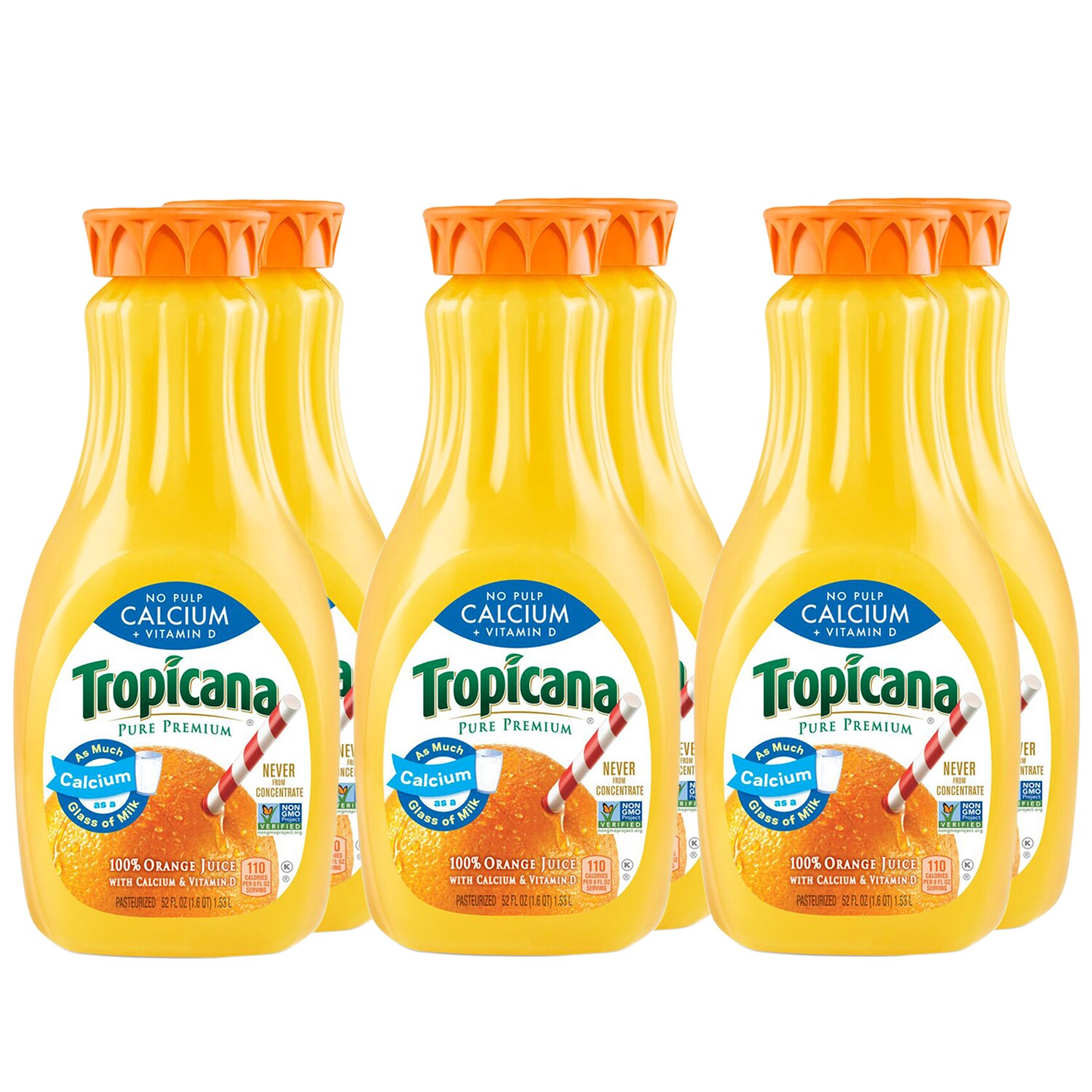 Tropicana Pure Premium Orange Juice with Calcium and Vitamin D - No Pulp, Plastic Bottles