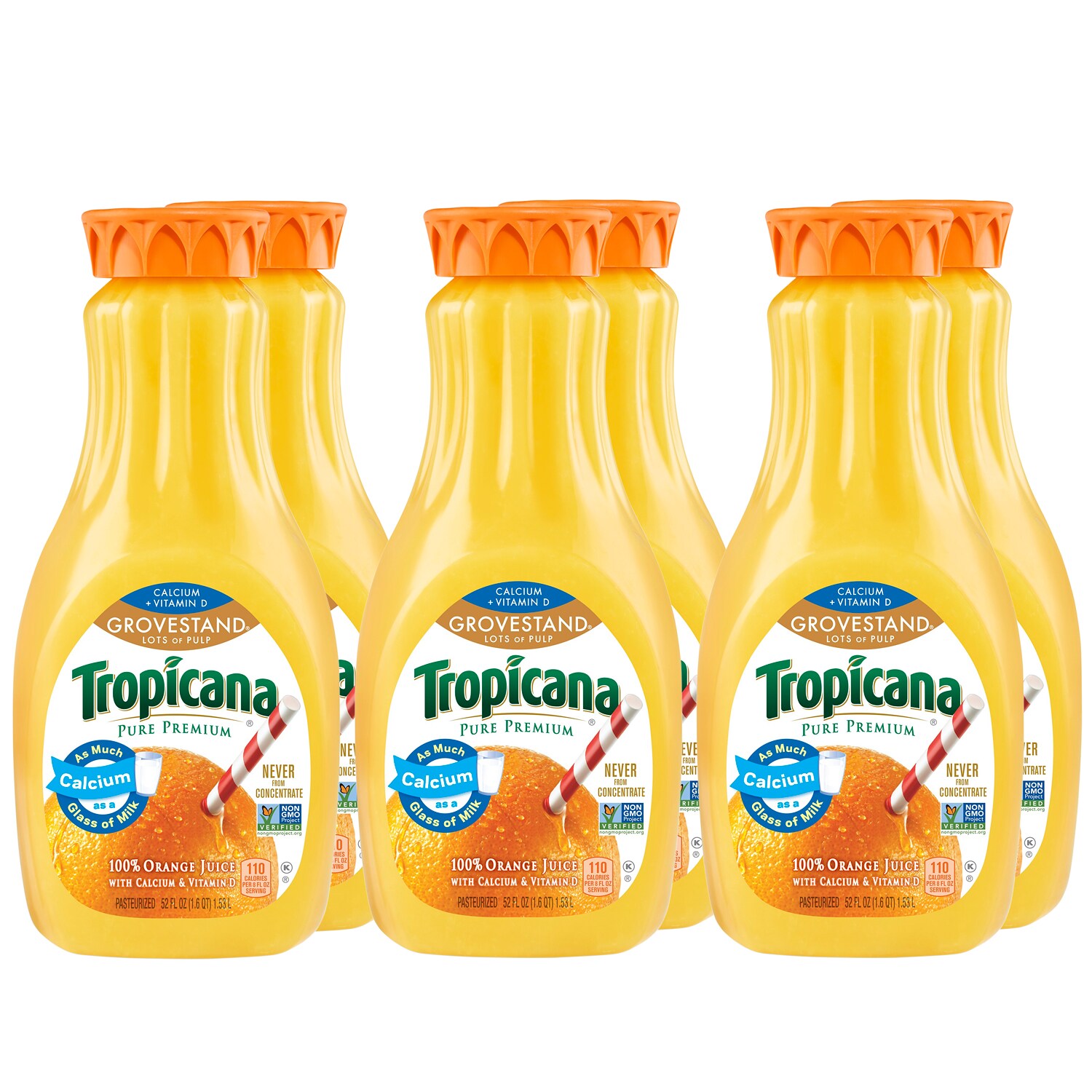 Tropicana Pure Premium Orange Juice Grovestand with Calcium and Vitamin D - Lots of Pulp, Plastic Bottles