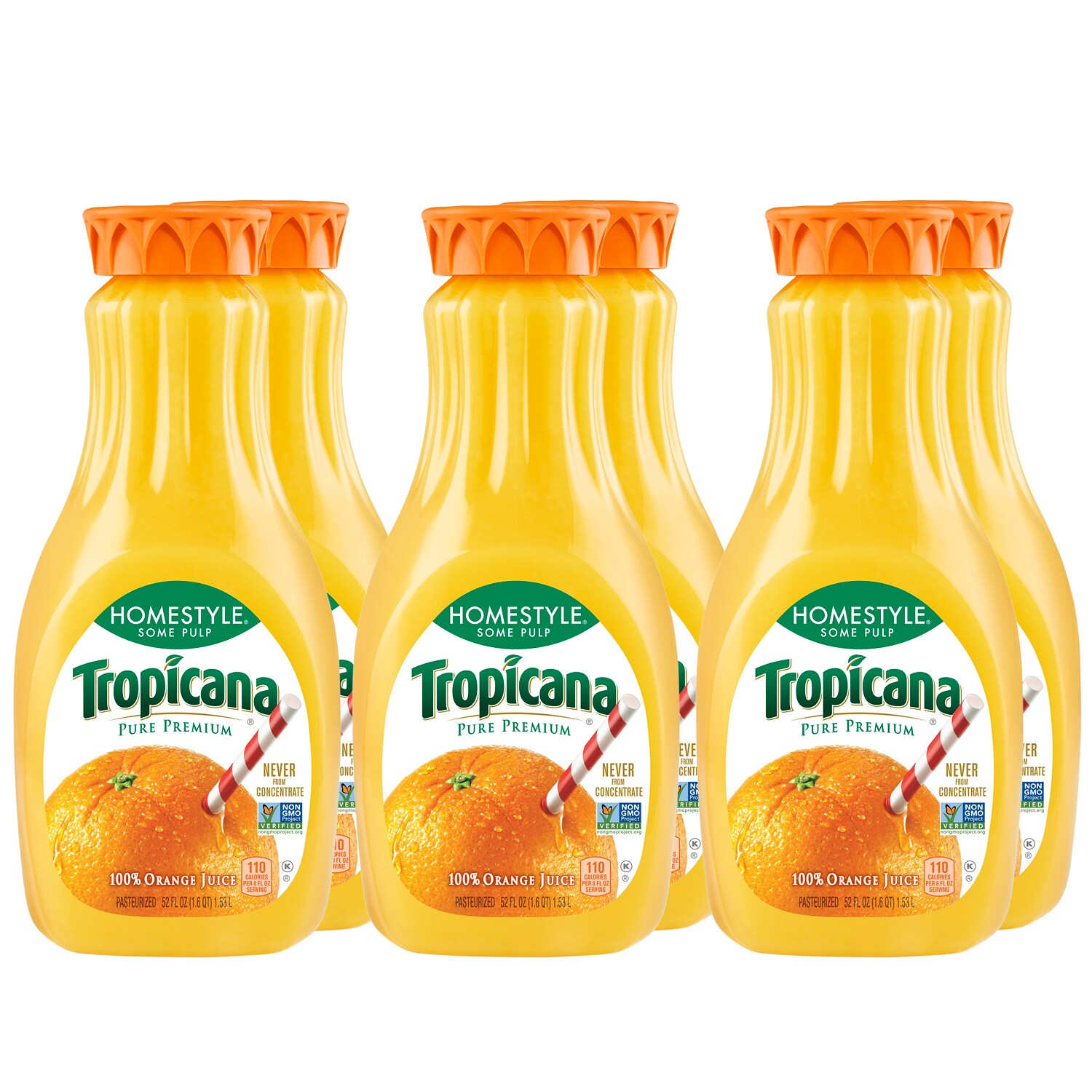 Tropicana Pure Premium Orange Juice - Some Pulp, Plastic Bottles