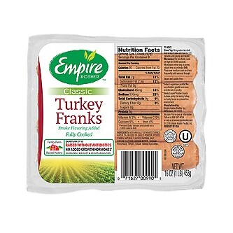 Empire Kosher Classic Turkey Franks, Fully Cooked