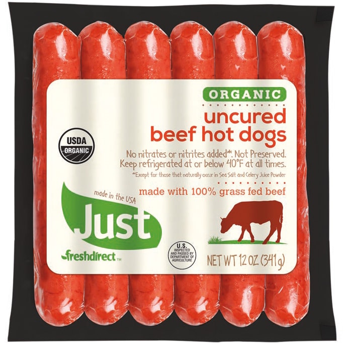 Just FreshDirect 100% Grass-Fed Organic Uncured Beef Hot Dogs