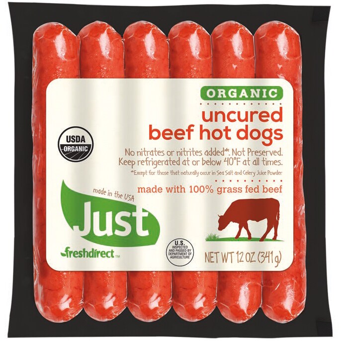 Just FreshDirect 100% Grass-Fed Organic Uncured Beef Hot Dogs