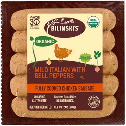Order Bilinski S Organic Chicken Sausage Mild Italian With Bell Peppers Fast Delivery