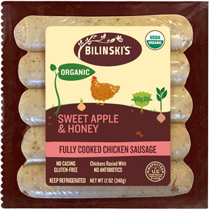 Bilinski's Organic Chicken Sausage, Sweet Apple & Honey