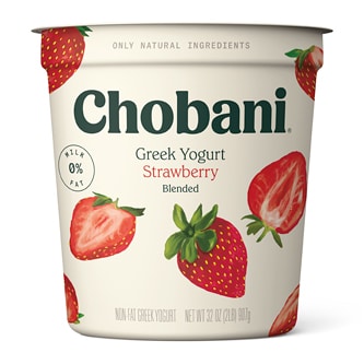 Chobani Non-Fat Greek Yogurt, Strawberry Blended